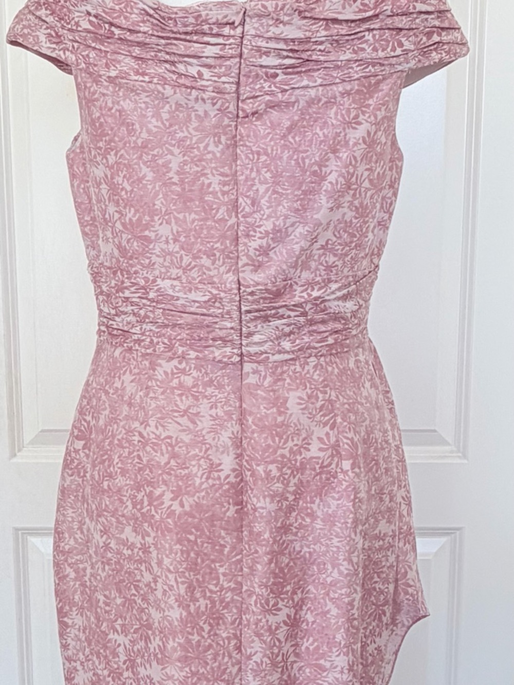Kay Unger New York Off-the-Shoulder Pleated Floral Jacquard Dress - Pink Size 12 - Picture 7 of 16